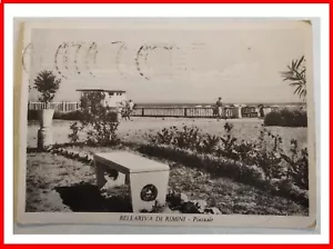 cartolina bellariva di rimini piazzale 1957 viaggiata postcard bianco e nero - Bild 1 von 2
