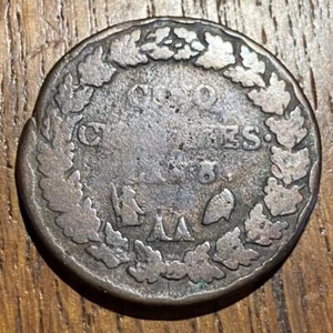 PIECE DE 5 CENTIMES DUPRÉ USEE, PROBABLEMENT  L’AN 8 SUR 5 AA (1158) - Picture 1 of 2