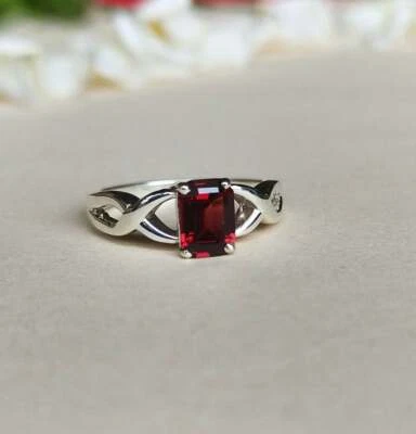 925 Sterling silver Red Garnet January birthstone engagement Gift Ring For Women - Image 1 of 4