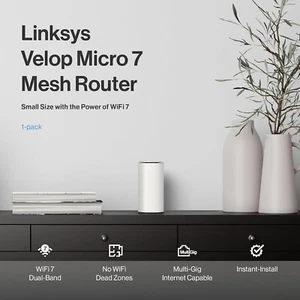 Linksys Velop Micro 7 Mesh System | Dual-Band with BE5000 WiFi Speed - Photo 1/11