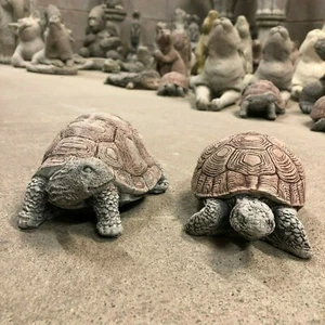 Adornos de jardín de tortugas X 2, estatua de piedra de hormigón tortugas esculturas excelente - Imagen 1 de 11