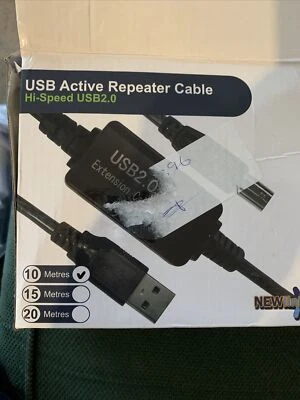 USB 2.0 A to B Active Booster Repeater Cable 10m Long High-Speed Printer - Image 1 of 4