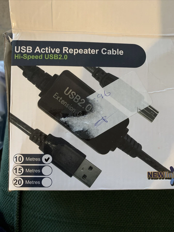 USB 2.0 A to B Active Booster Repeater Cable 10m Long High-Speed Printer - Image 1 of 4