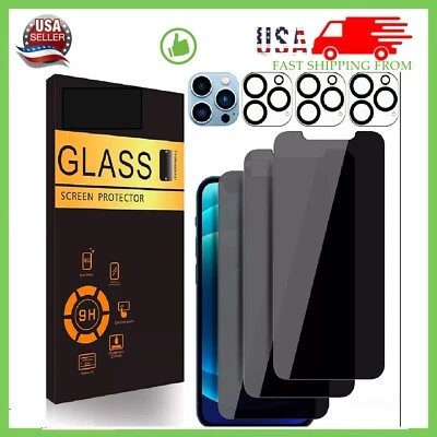 JKOOTECK For iPhone 16 15 14 13 12 Pro Max Tempered Glass Privacy Screen Camera Protector