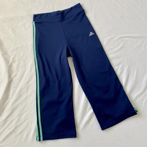Adidas Climalite Youth Track Yoga Pants Navy Mint Stripes Large - Picture 1 of 5