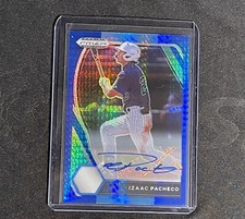 Izaac Pacheco 2021 Panini Prizm Draft Picks Hyper Blue & Carolina Prizm Auto.
