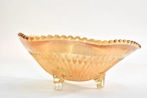 CARNIVAL GLASS FENTON Iridescent Orange Dimpled Footed Desert Bowl  - Picture 1 of 7