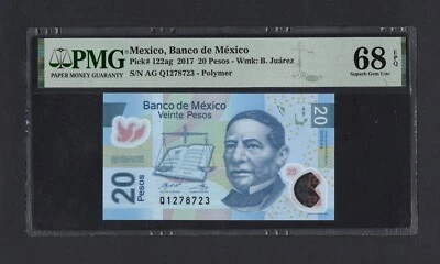 Mexico 20 Pesos 2017 P122ag Uncirculated Grade 68 - Image 1 of 2