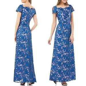 NWT JS Collections Illusion Lace Scallop Square Neck A-Line Gown Size 8 - Picture 1 of 12