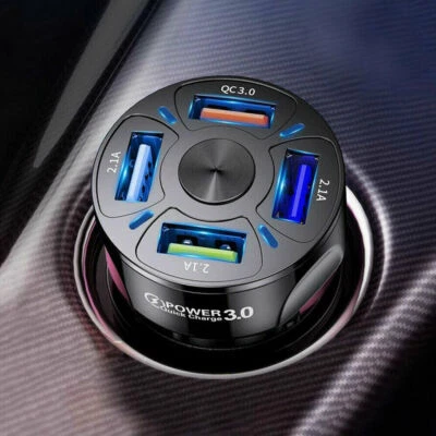 4 Ports Phone Car Charger Adapter LED Display QC 3.0 Fast Charging Accessories - image 1 of 4