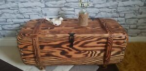 Industrial Vintage Army Rustic Trunk Chest Coffee Table Blanket box TVST