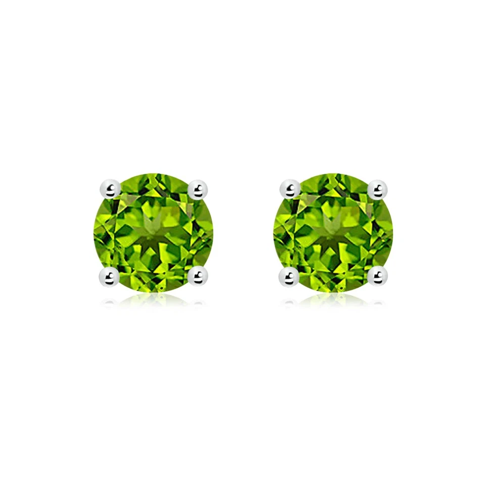 Aretes finos de peridoto natural ANGARA en plata de ley 925 (tamaño-8 mm) Foto 1 de 1