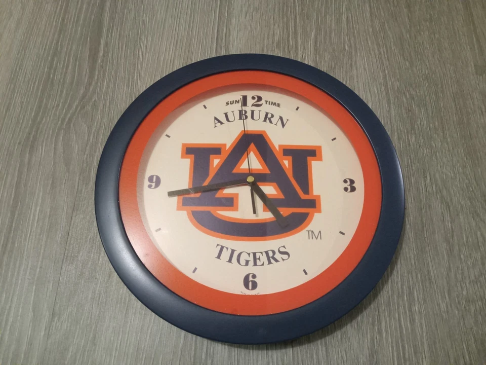 Reloj de pared Auburn Tigers AU SunTime NCAA SEC fútbol hombre cueva decoración de pared Z2 Foto 1 de 2