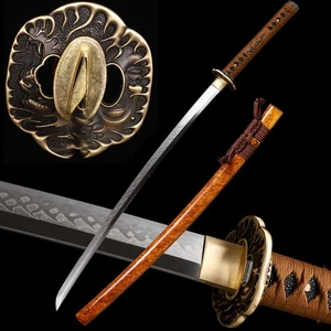 Japanese Handmade Samurai Katana Sword Clay Tempered L6 Steel Real Hamon - Picture 1 of 16