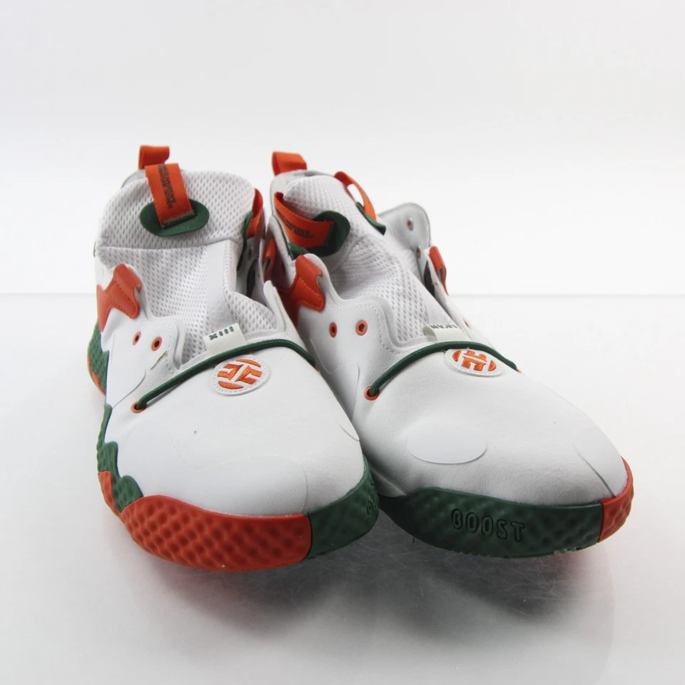 Miami Hurricanes adidas Harden Basketball Shoe Men's White/Green Used - Image 1 of 1
