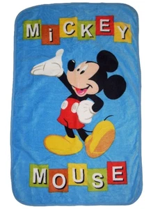Disney Blue Mickey Mouse in Squares Full Body Baby Toddler Throw Blanket 30x45 - Picture 1 of 2