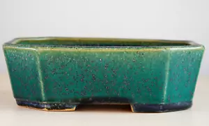 Japanese Bonsai Pot Tokoname AIBA KOYO 6.8"(17.2cm) Green Glazed Rectangle Y741 - Picture 1 of 13