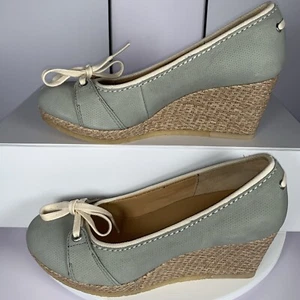 Clarks Originals Womens Vogue Rose Spring Espadrille Leather Wedge Shoes 7.5 NEW - Picture 1 of 13
