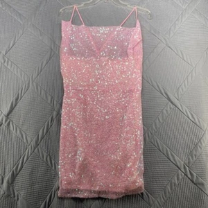 FINESSE MINI Abito Paillettes Rosa Taglia L - Foto 1 di 5