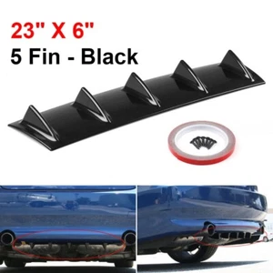 Car Rear Diffuser Fin Style Black ABS Plastic Splitter Spoiler Valance Under Lip - Bild 1 von 10
