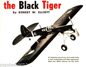 Model Airplane Plans (UC): Black Tiger 45" Semi-Scale Stunt for .29-.35 Engine - Picture 1 of 5