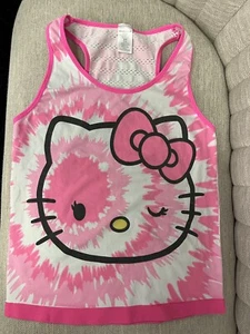 Y2K Hello Kitty Pink White Tie Dye Tank Top Stretch Size Medium - Picture 1 of 3