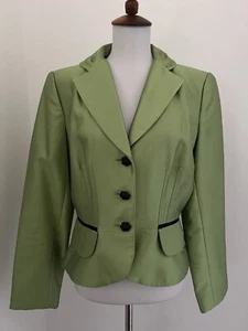 Kay Unger New York Size 8 Green Silk Blend Evening Jacket / Rhinestone Buttons - Picture 1 of 8