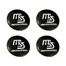 4pcs Car Wheel Center Black Silver MS MAZDASPEED Logo Hub Cap Sticker for Mazda