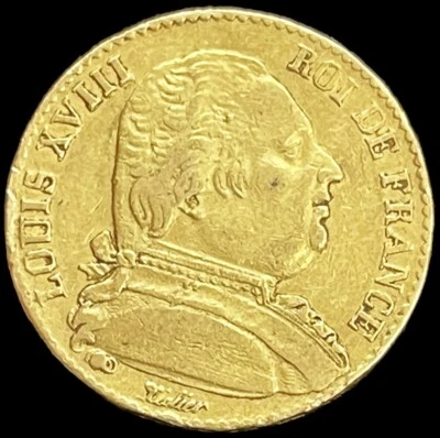 1815 A GOLD FRANCE 20 FRANCS KING LOUIS XVIII COIN PARIS MINT - Изображение 1 из 2
