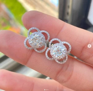 Ohrstecker 1,12 kt Rundschliff VS Lab Grown Diamant Push Back 925 Sterlingsilber - Bild 1 von 8