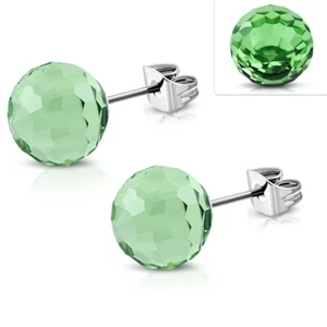 Pendientes de Mujer Acero Inoxidable Y Perlas Bola Piedra Verde 8mm ECJ090 - Imagen 1 de 1