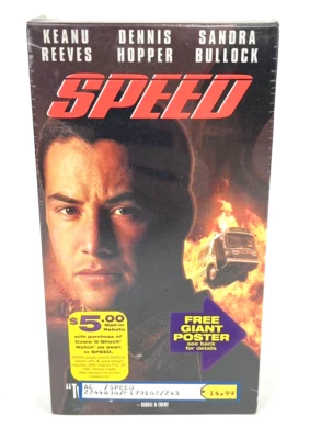 Speed VHS 1994 SEALED Poster Offer Watermarks Sandra Bullock Keanu Reeves - Image 1 of 4