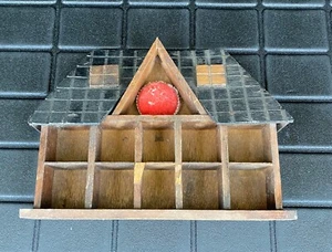 Vintage Shelf Miniature Display Thimble Wall Hanging Wood Pincushion House - Picture 1 of 16