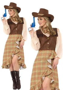 Disfraz de Vaquera Damas Salvaje Oeste Salón Niña Vestido Elegante Conjunto - Imagen 1 de 4