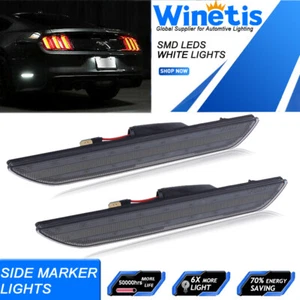 Clear Lens White LED Rear Reflector Side Marker Lights Lamps For 2015-up Mustang - Foto 1 di 10
