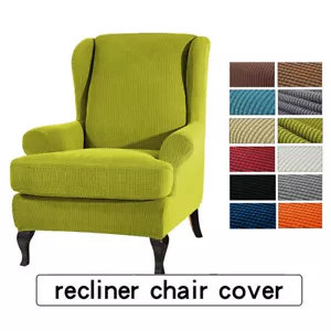 Elastic Wing Back Chair Cover Separate2pc Wing Back Arm Chair Sofa Slipcover - Picture 1 of 32