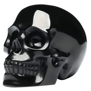 Calavera de cristal de obsidiana negra natural de 5"" tallada a mano estatua de piedra curativa de Reiki... - Imagen 1 de 9