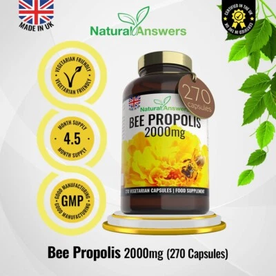 NATURAL ANSWERS Bee Propolis 2000mg 270 Pills Pure Bee Health Pollen Healthy Immune System Raw
