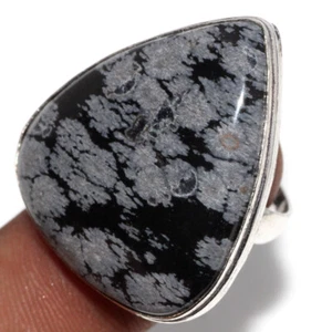 Snowflake Obsidian 925 Silver Plated Gemstone Ring Us 7 Exquisite Gift GW - Picture 1 of 3