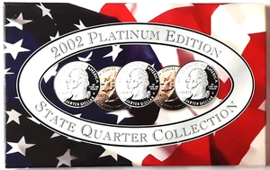 2002 Platin UUS Mint 5 Münzen State Quarter BU Set mit COA - Bild 1 von 5