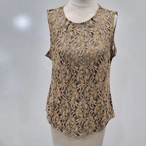 Evan Picone Womens Size 14 Lace Mesh Floral Tank Top Fairycore Romantic Elegant - Picture 1 of 8