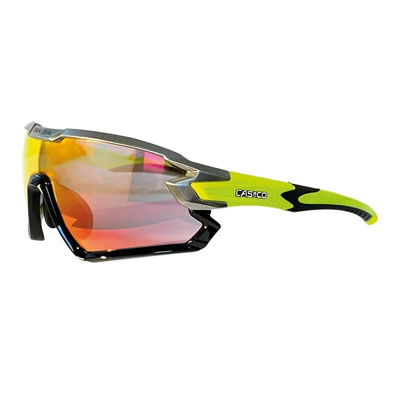 Occhiali Da Sole Casco SX-34 Carbonico Nero Giallo Neon Cat 3 - Immagine 1 di 1