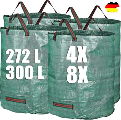 4x/8x 272/300 LITER GARTENSACK LAUBSACK RASENSACK GARTENABFALLSACK GARTENTASCHE - Bild 1 von 4