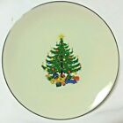 Silver Rimmed Christmas Tree Plate With Presents, Horn, Car 8.5 in Diam Vtg Tree