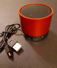 Mini Bluetooth Speaker with USB cord - 2 1/2" diameter x 2" high - shinny red