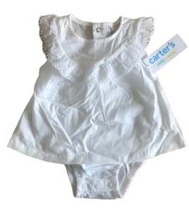 Carter's Child of Mine Baby Girl White Dress One-Piece Sunsuit w/ Ruffle 0-3m - Picture 1 of 4