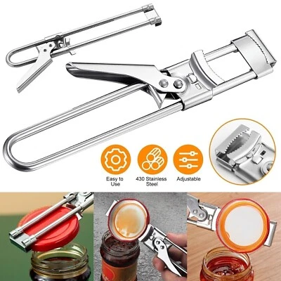 CHUZHILAN Stainless Steel Can Opener Multifunctional Adjustable Jar Lid Gripper Tool