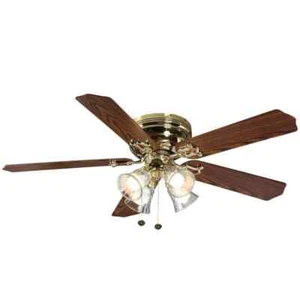 Hampton Bay Carriage House 52 in. LED Polished Brass Ceiling Fan w/ Light Kit - Picture 1 of 13