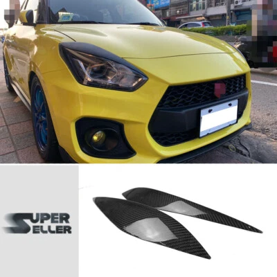 Fit For Suzuki Swift Hatchback A2L Headlight Eyelid Eyebrows Decor Trim Carbon - Image 1 of 4