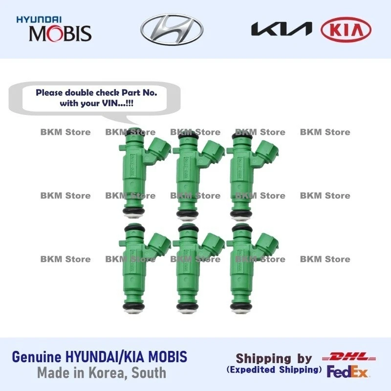 Conjunto de inyector completo genuino 3531037150 x 6 piezas para motores Hyundai, Kia Foto 1 de 1